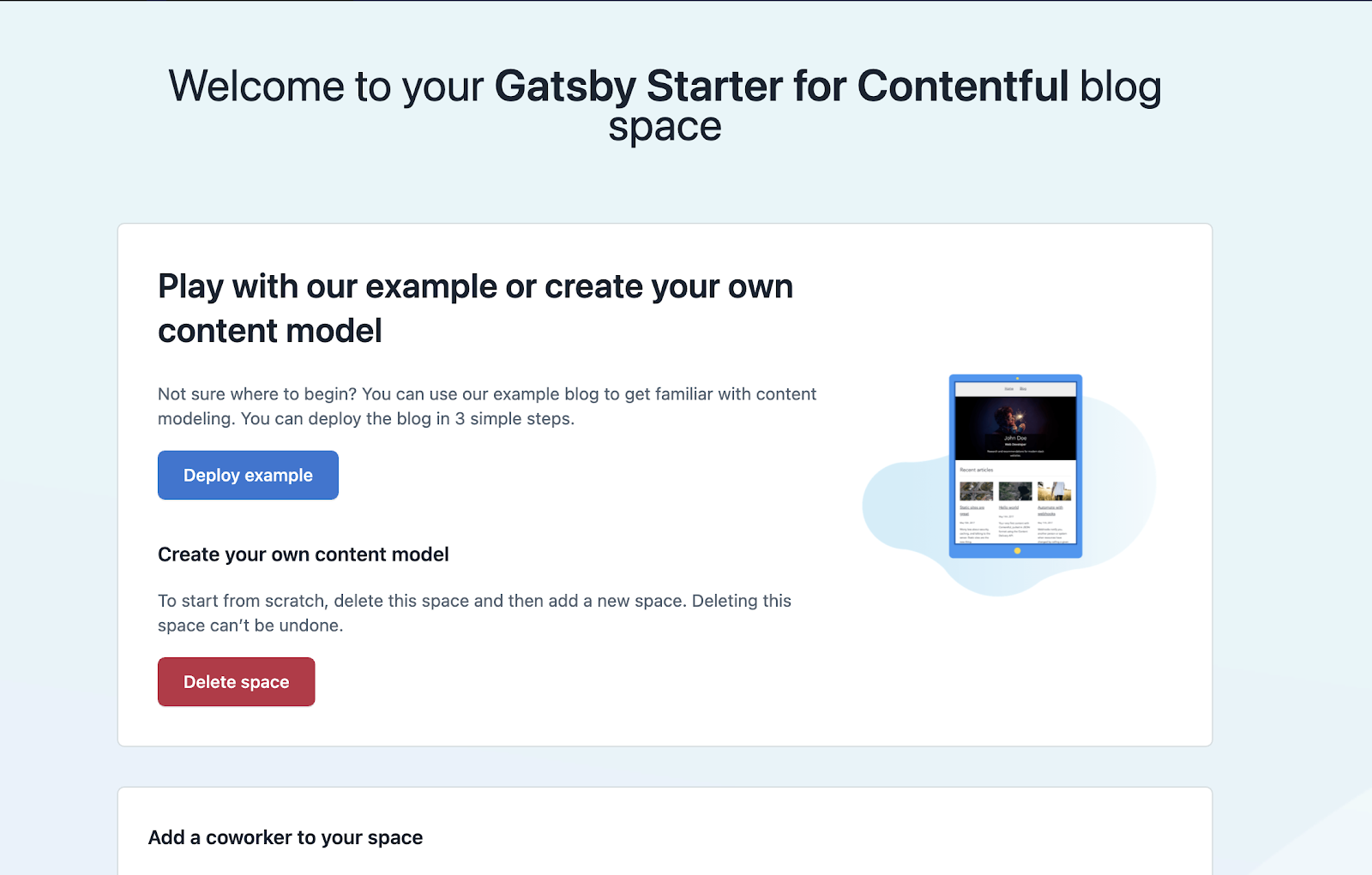 Contentful Get Stated Page